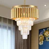 Gold cristal chandelier luxury modern hanging chandelier LED droplight for living room ETL89045