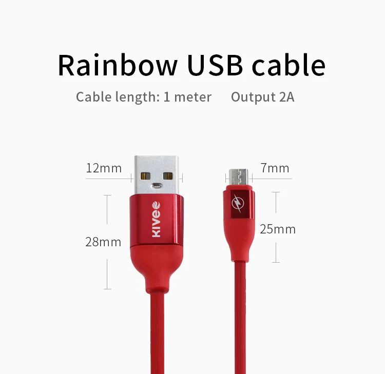 Wholesale Rainbow Colorful 1m Micro Usb Cell Phone Charger Data Cable For Android Phone