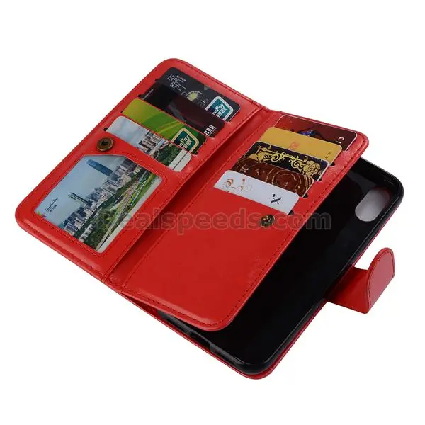Crasyhorse Pattern Detachable Wallet Stand Leather Case with Wrist Strap for iPhone X