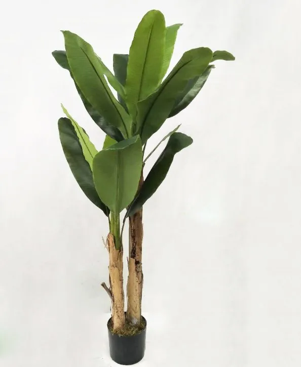 Natural Silk Potted Artificial Potted Banana Tree Plant Garden Decor ...