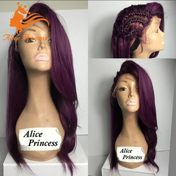 New Arrival Style Purple Lace Front Wig Half Silky Straight