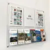 wall mounted clear acrylic plastic brochure leaflet display file holder with pockets