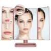 Wholesale Tri Fold Adjustable Led Lighted Desktop Mirror Touch Screen Makeup Mirror Compact Mirror