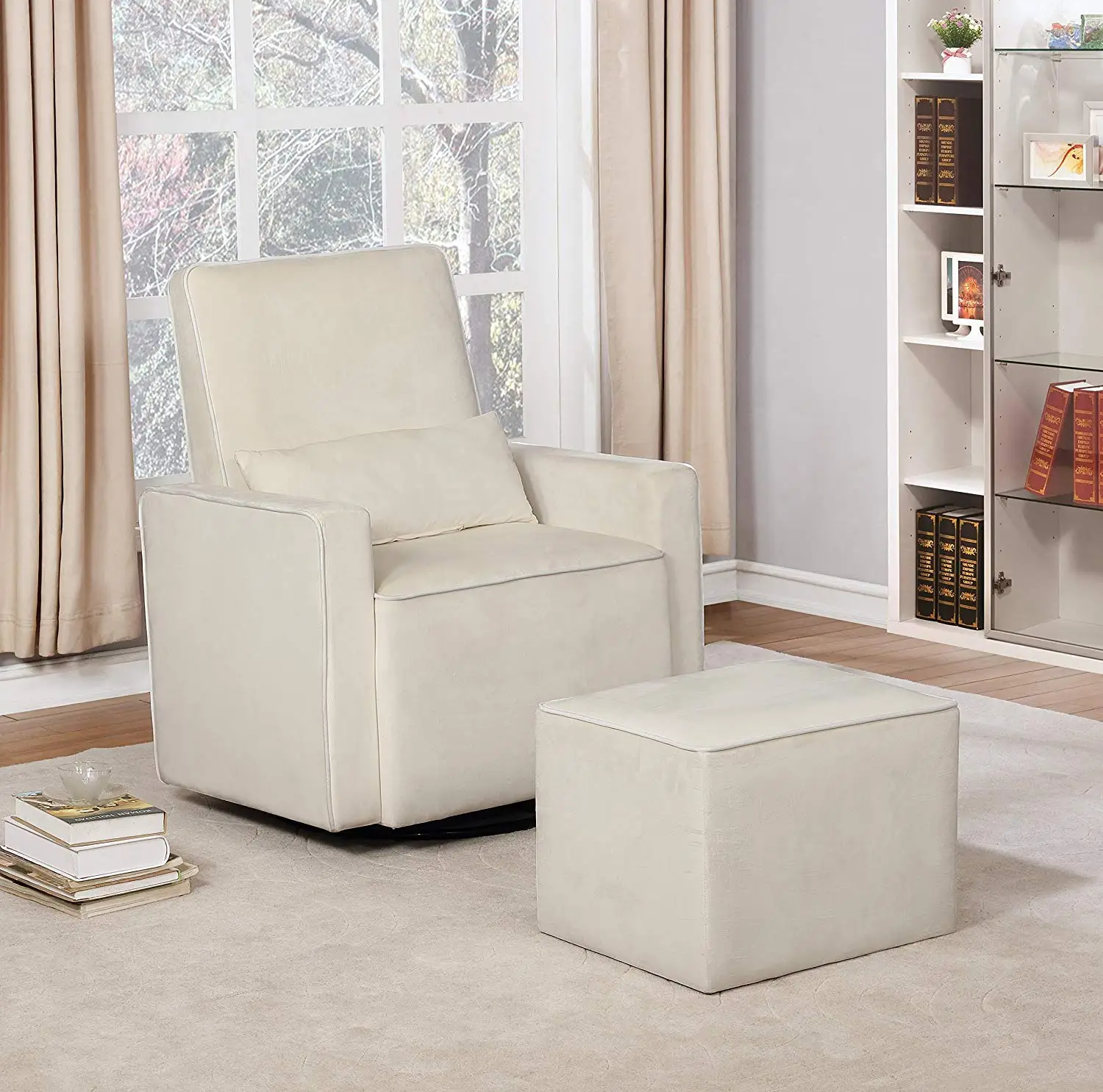 baby relax evan swivel glider and ottoman gray