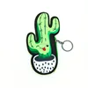Novelty mini custom cactus shaped leather coin purse small pouch with zipper and keychain