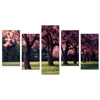5 Pieces Spring Scenery Canvas Wall Art Pink Flowers in Blossom Landscape Picture Print On Canvas For Modern Home Living Room