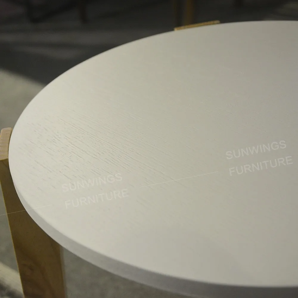 Ronde ontwerp massief houten bijzettafel salontafel met marmeren ...