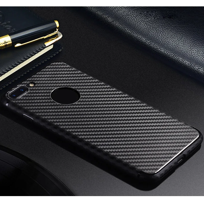 Carbon friber Soft protective full case shell for iphone 8 / 8 plus back Cover