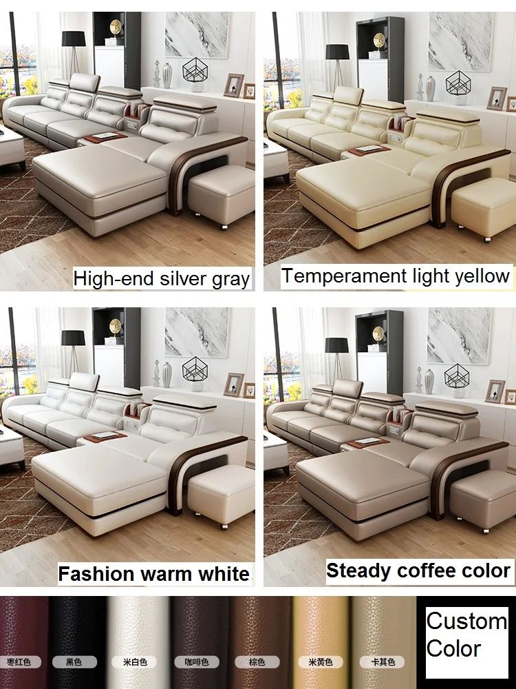 New Modern Design Combination Living Room Sofas Real Genuine Leather