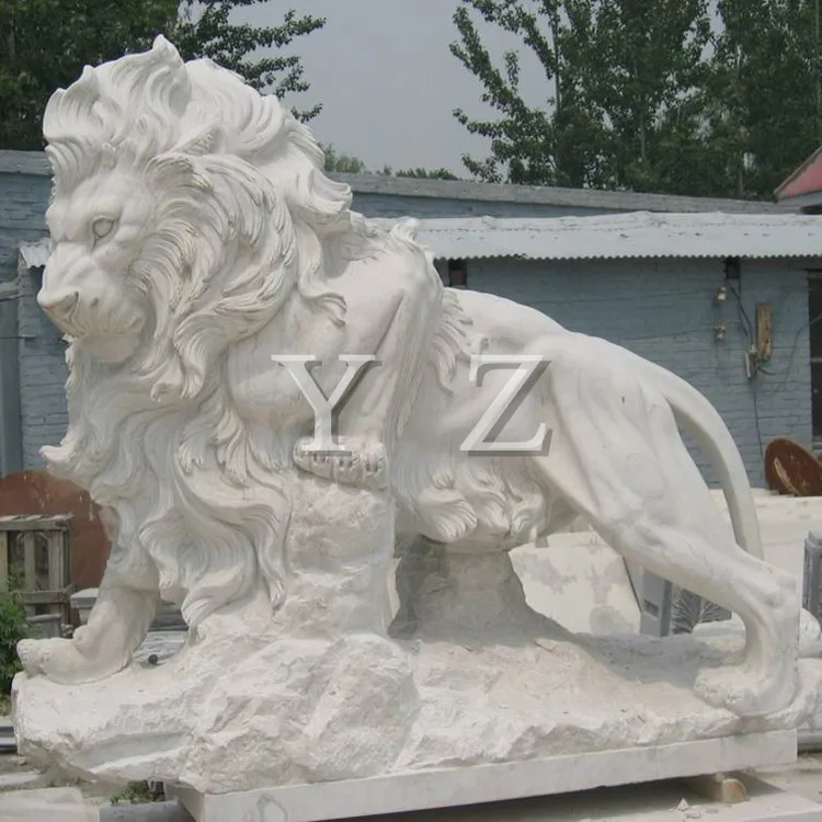 Large Size White Marble Lion Statues For Doorway Decoration - Buy White ...