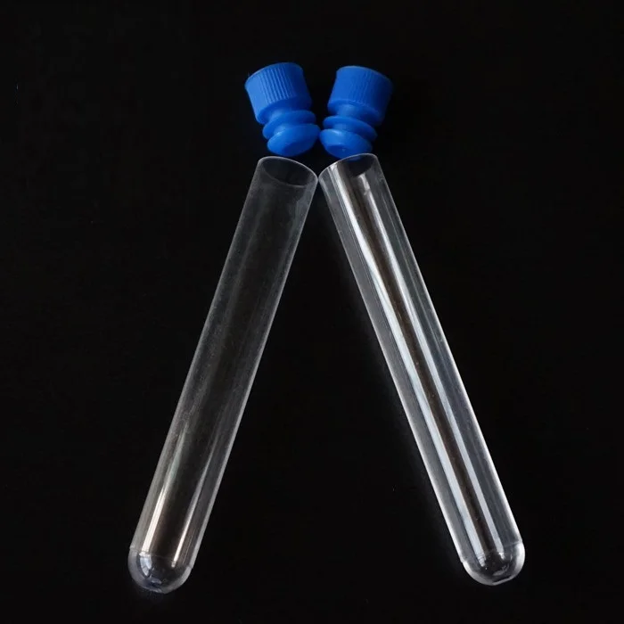 good price medical lab disposable flat bottom 12x75 screw measuring clear plastic glass test tubes for school education