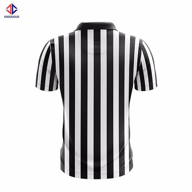 Maillot Arbitre Officiel Femme - Rayures Noir Et Blanc Manches Courtes - Col V Avec Boucle Pour Sifflet - Polyester Respirant, Tailles S à XXL