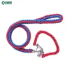 Wholesale Azo free & Nickel free 100% handmade paracord dog collar and leash set with metal carabiner, ring and chain