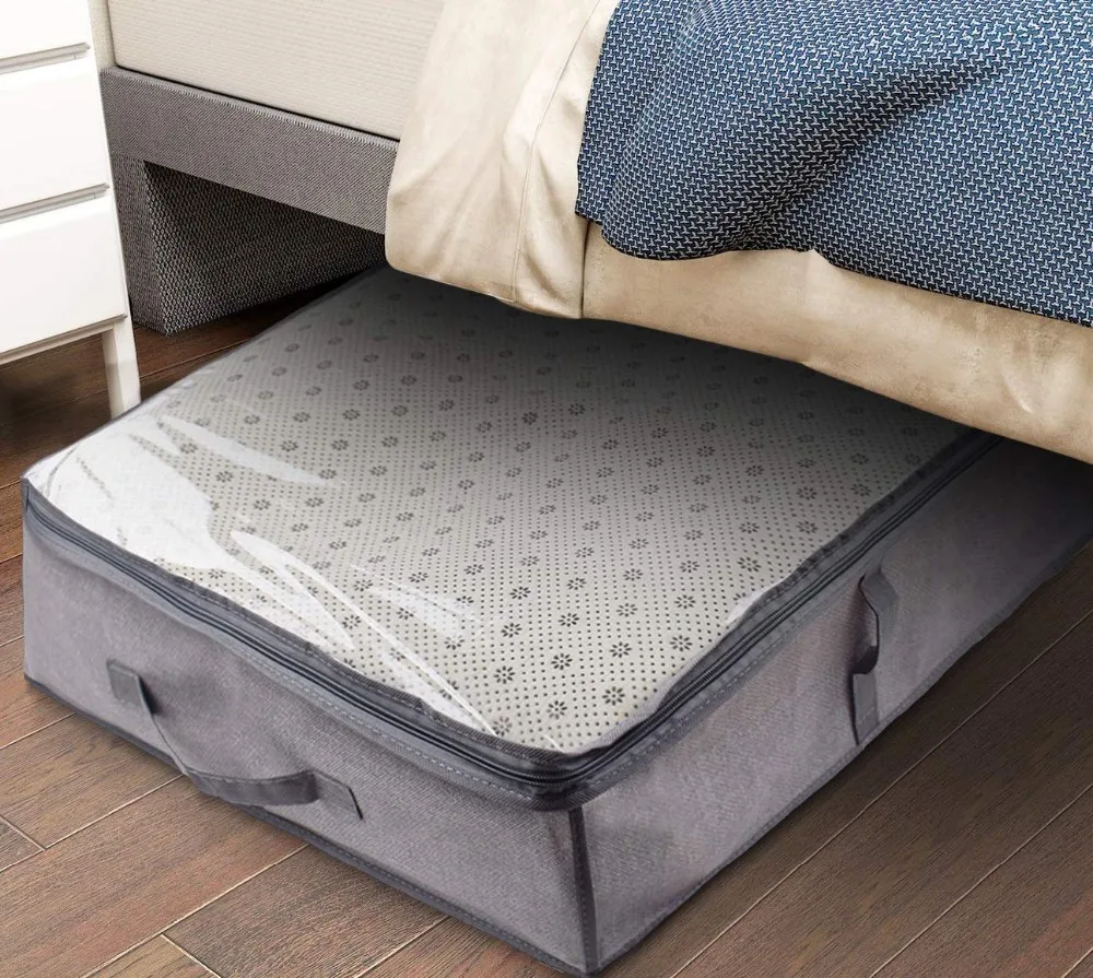 Breathable Zippered Underbed Storage Bag With Clear Window Buy Under