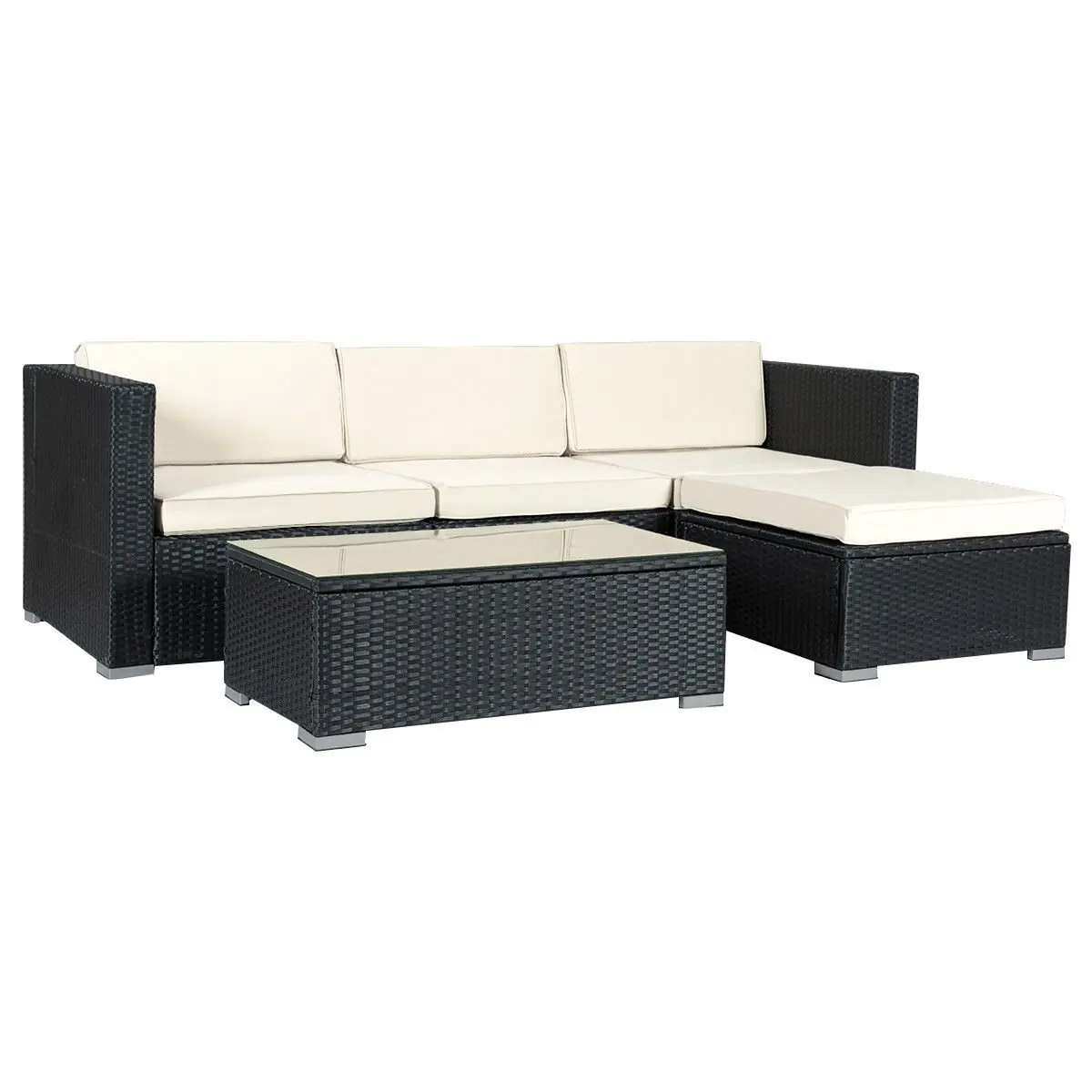 Comfort Corner Sofa Furniture Find Get Quotations 5pcs Black Rattan Table Furniture Set Armless Chair W 2 Corner Sofa Footstool