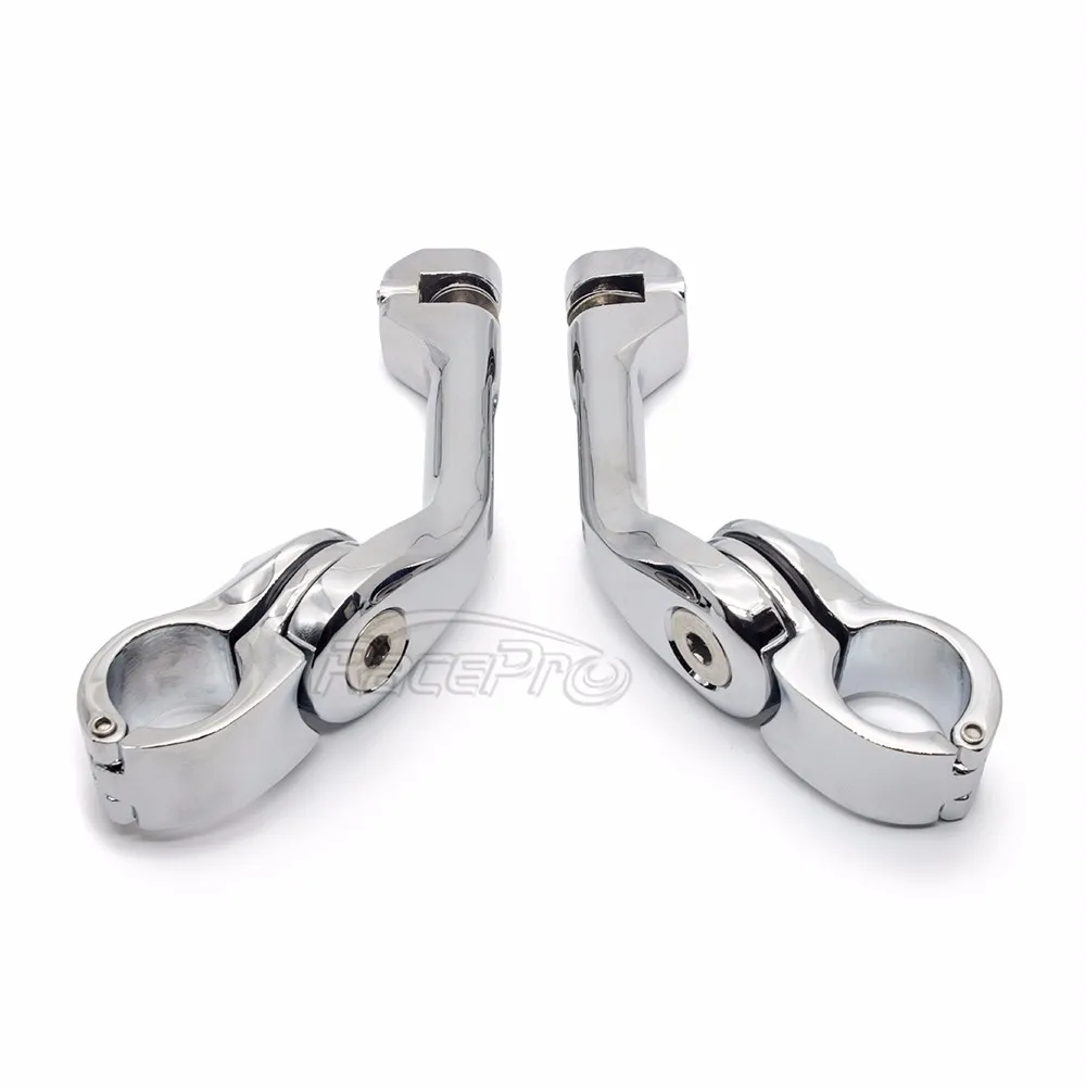 1 1/4" Chrome Long Angled Adjustable Highway Pegs Mount Kit For Harley Dyna Buy Highway Pegs