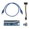 USB Riser PC PCIe PCI-E PCI Express Riser Card 1x to 16x USB 3.0 Data Cable SATA to 6Pin IDE Molex Power Supply for BTC Miner