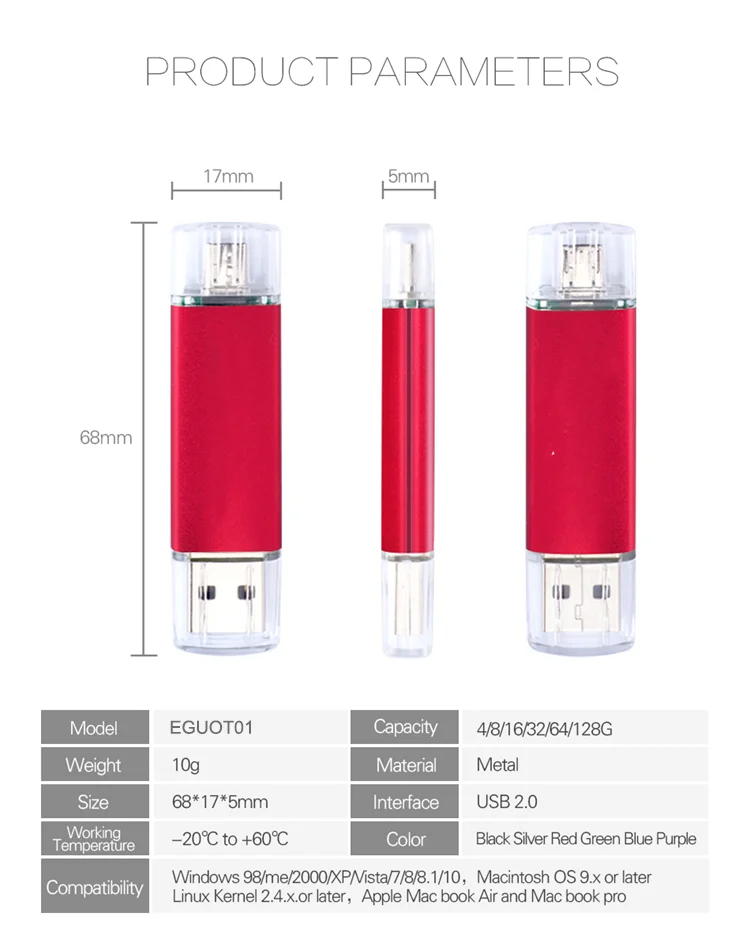 Multi Colors Otg 1gb 2gb 8gb 16gb 32gb 2 In 1 Android Smart Phone Usb Pendrive Flash Memory Stick Drive For Huawei Samsung - ANKUX.COM