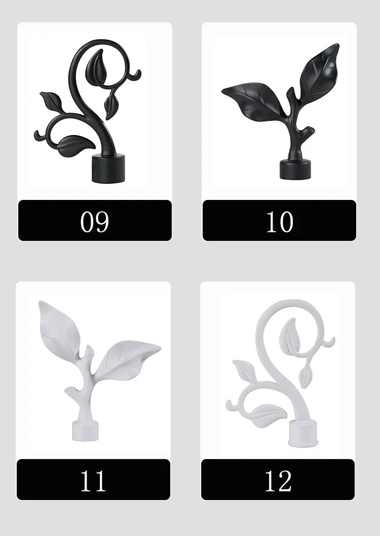 Keewo Decorative Glass Curtain Rod Finials And Leaf Finials For Curtain