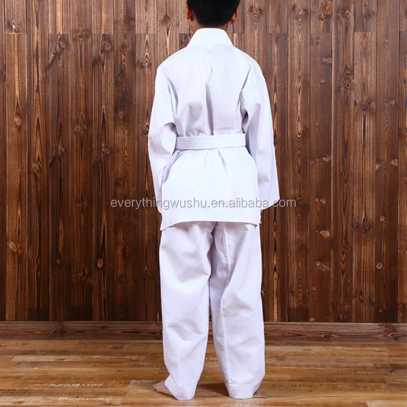 White Karate Uniform with Belt Light Weight Elastic Training Suit Judo Uniform