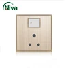 Factory price brushed aluminum plate socket 15A wall switch with 3 pin light socket outlet