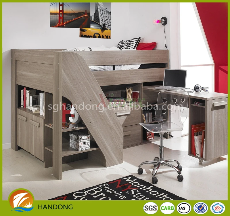New Bed Designs Wood Bunk Bed With Computer Desk Buy Bunk