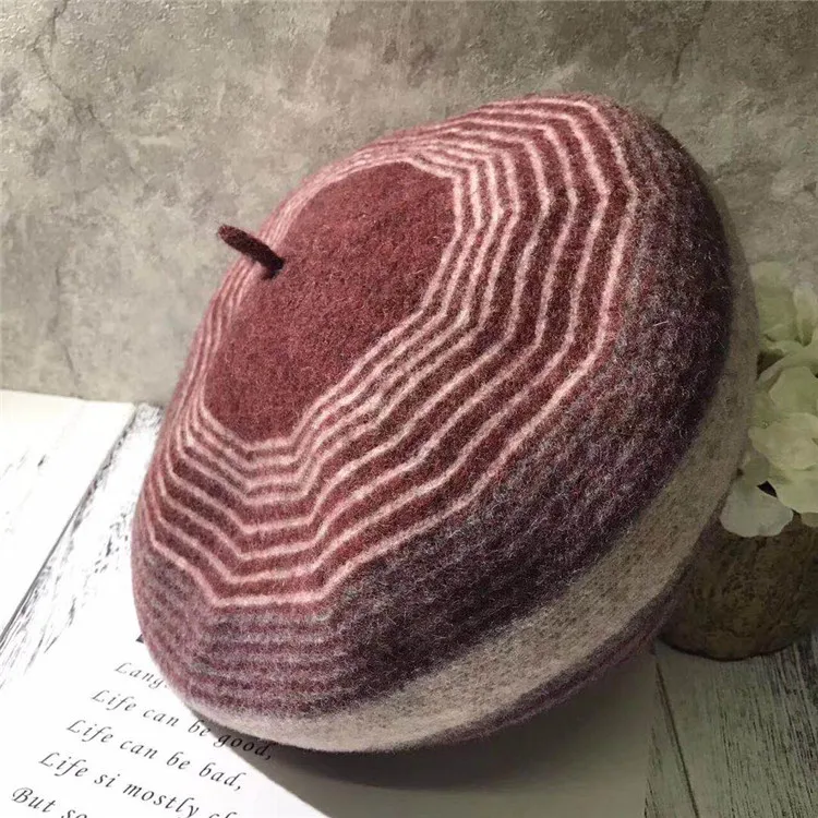 French basque knitted cute 100 wool beret hat for Women