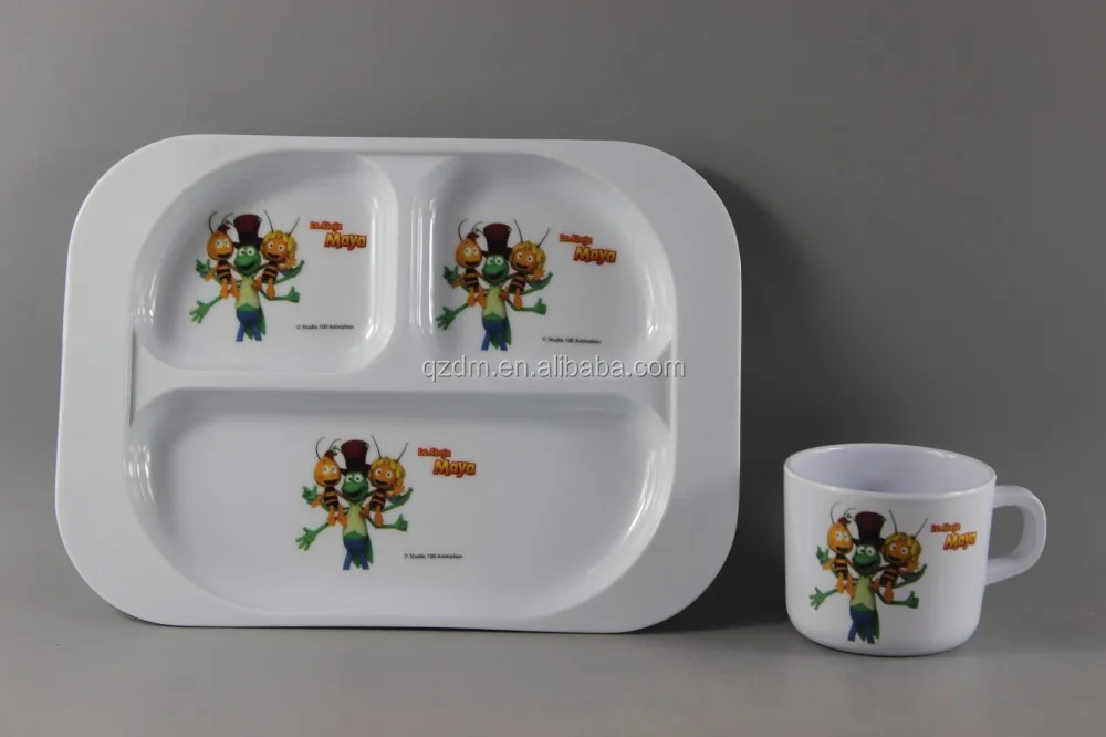 Kids Melamine Division Plate And Milk Cup Set