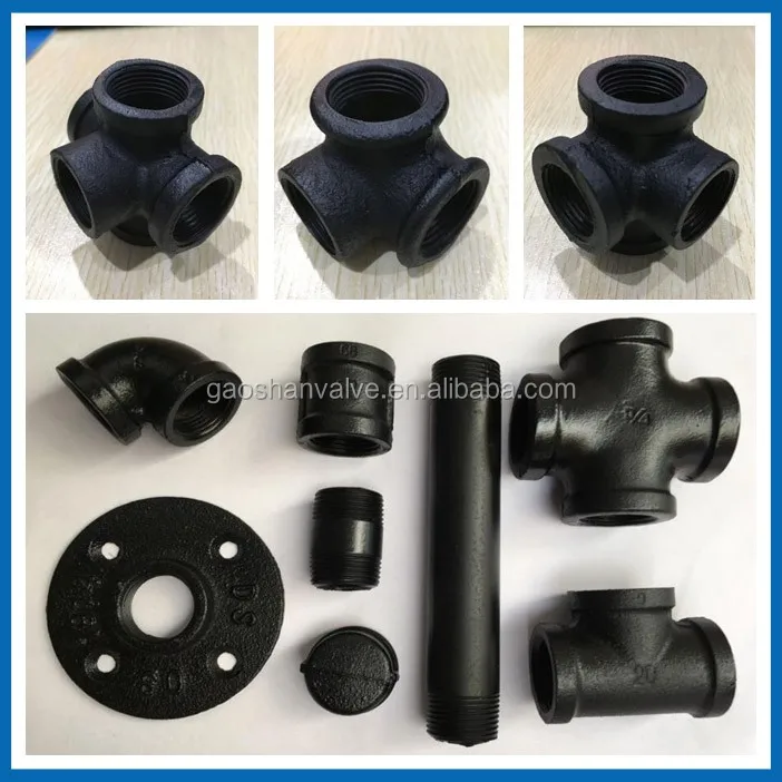 New Products Black Malleable Iron Threaded Type 6 Way Pipe Fitting