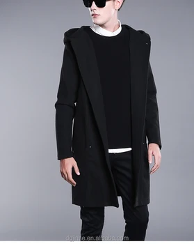 long hooded men's cardigan