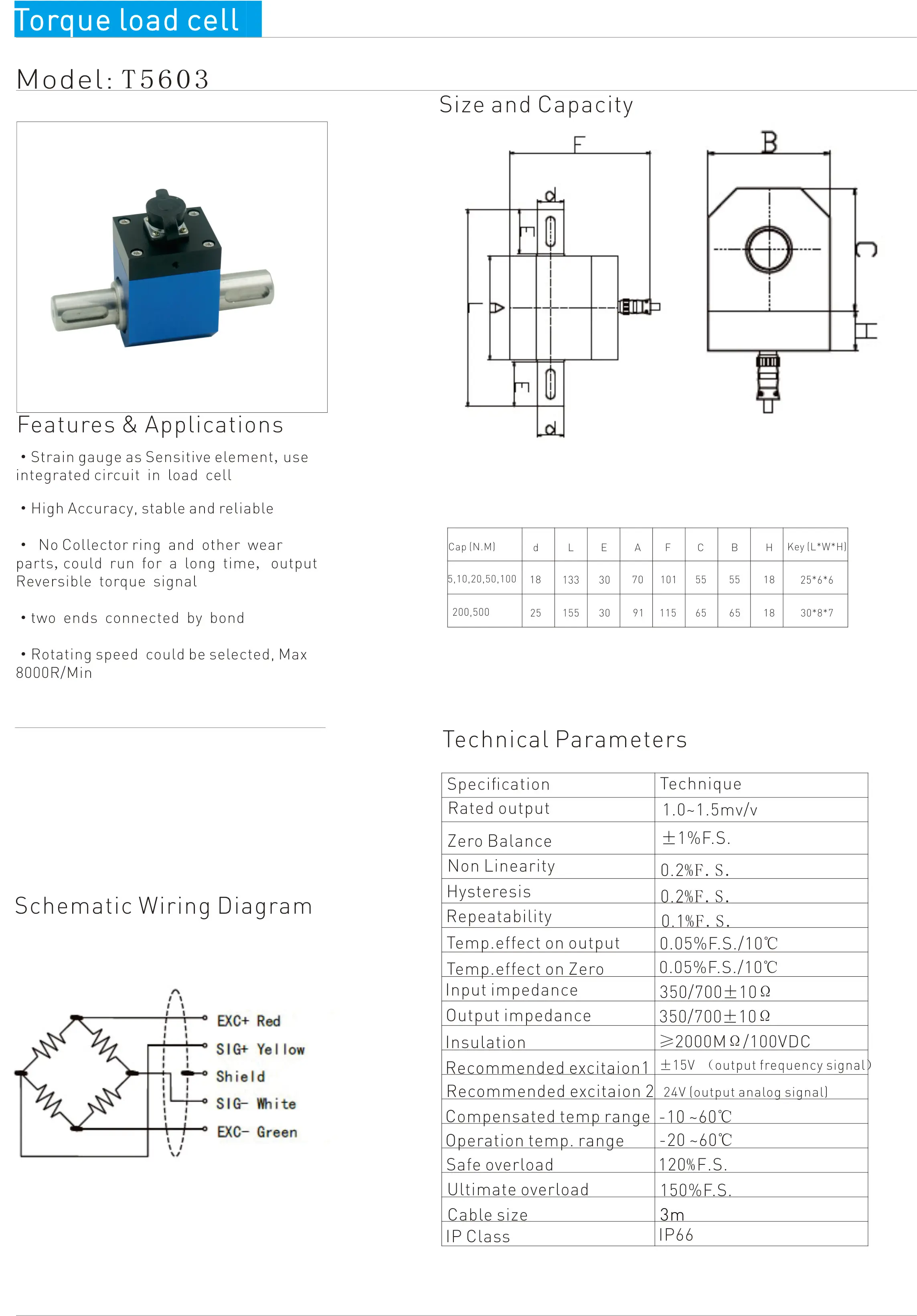 High Accuracy Load Cell Torque Sensor 5nm~500nm Performance Reliable ...