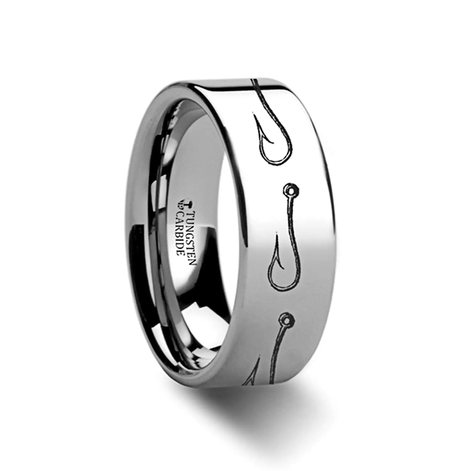 Thorsten Black Panther Custom Design Flat Polished Tungsten Carbide Ring 8mm Wide Wedding Band from Roy Rose Jewelry