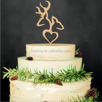 Wooden Double Heart Cake Topper Rustic Topper Wooden Cake Topper