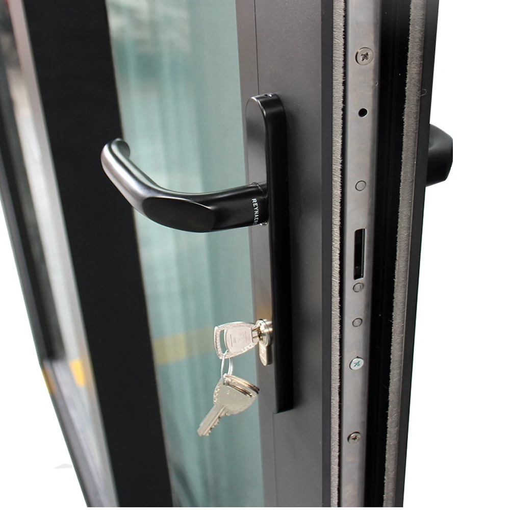 Black aluminum frame triple glazed sliding glass doors  with german brand