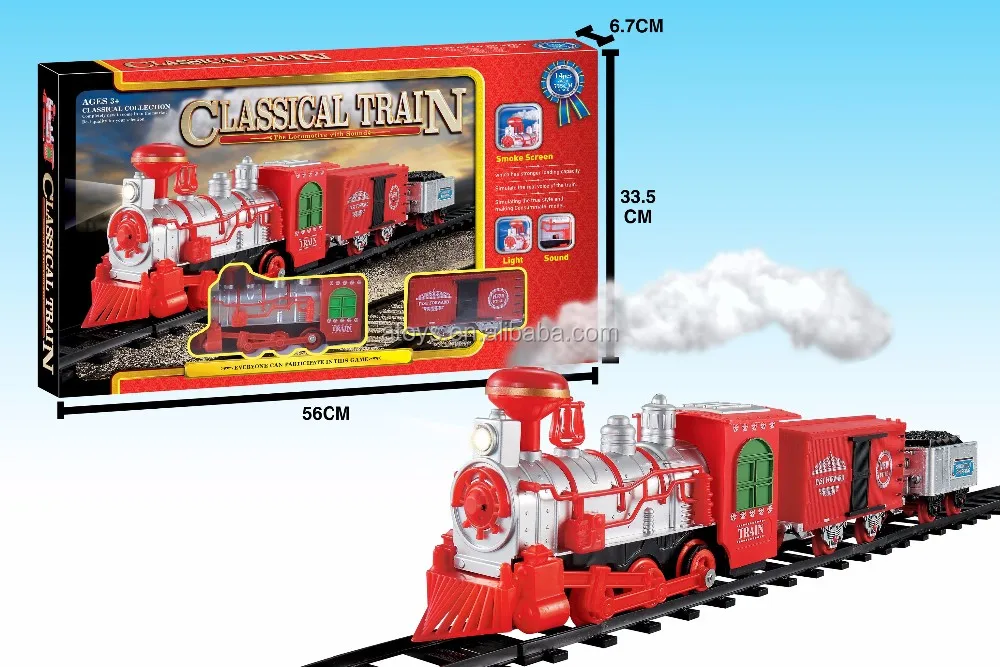 Mini Train à Vapeur Rétro Jouet - Locomotive + 3 Wagons, Fonction Recul - Décoration Ou Jouet Pour Enfants - Bleu