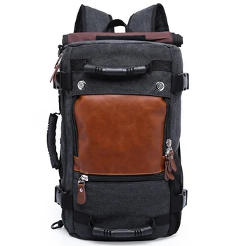 mens canvas leather backpack