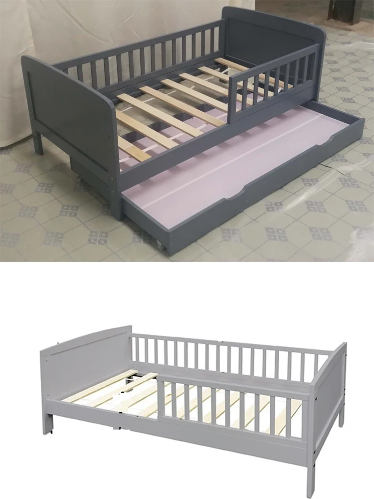 No.1322 Toddler Bed Solid Pine Wood Baby Bed Furniture With Drawer Wood