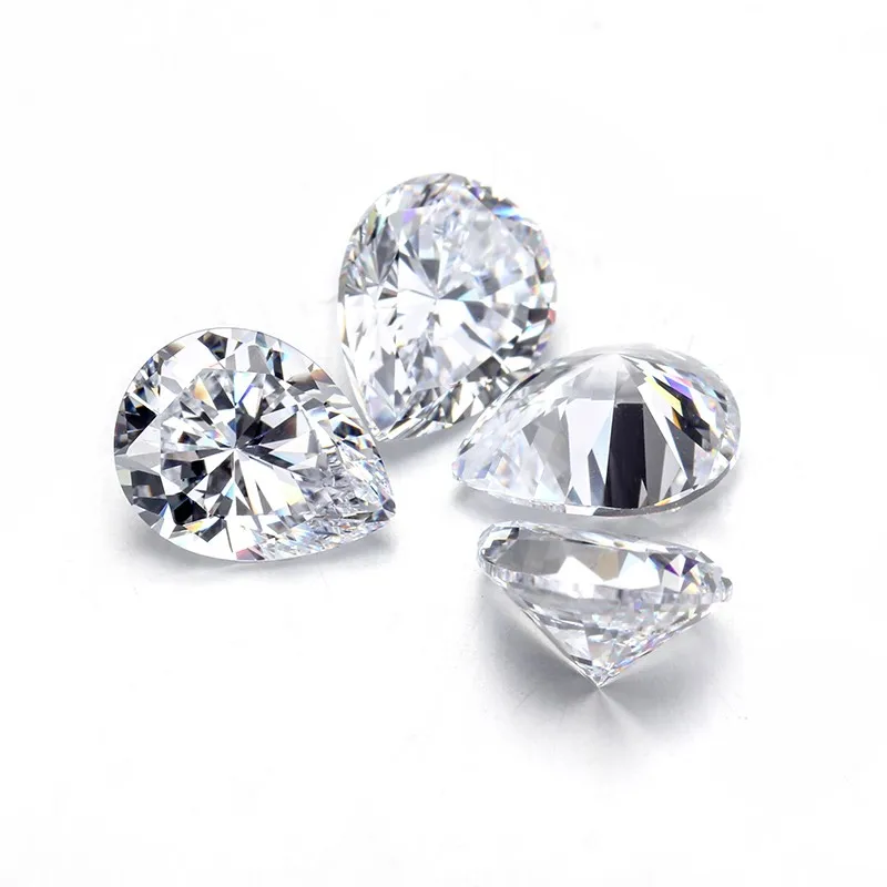 6x9mm pear shape white color lab created cubic zirconia