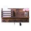 Rustic Wooden Key And Mail Holder Mail Organizer Hanging Shelf With Hooks