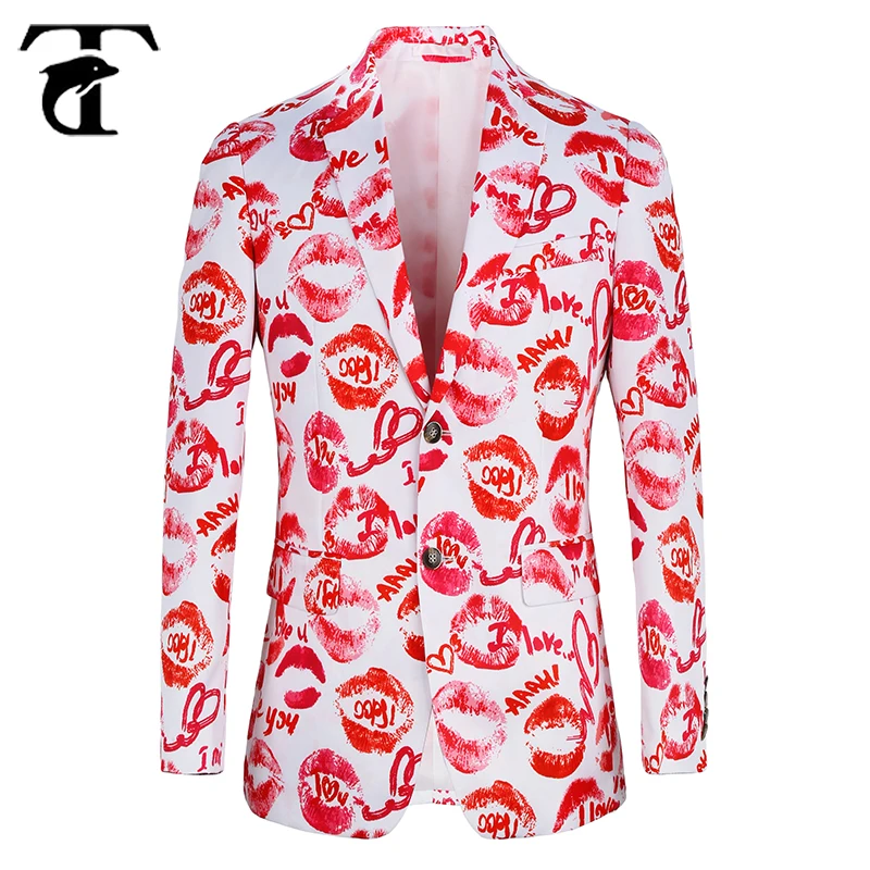 Mens 3 Piece Floral Printed Suits Slim Fit Stylish Prom Tuxedos