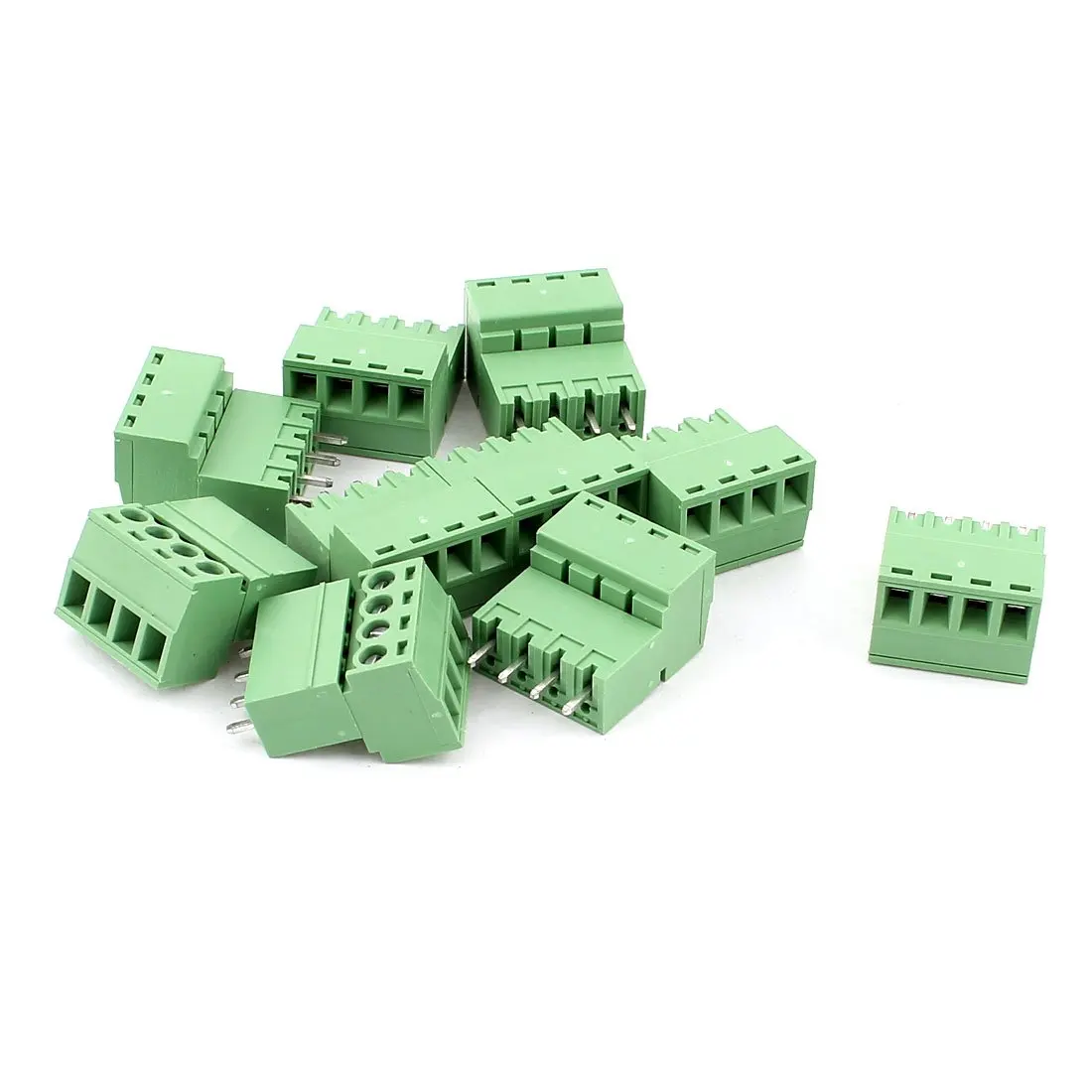 uxcell 10 Pcs AC 300V 10A 4 Pins PCB Terminal Block Connector 5.08mm Pitch Green