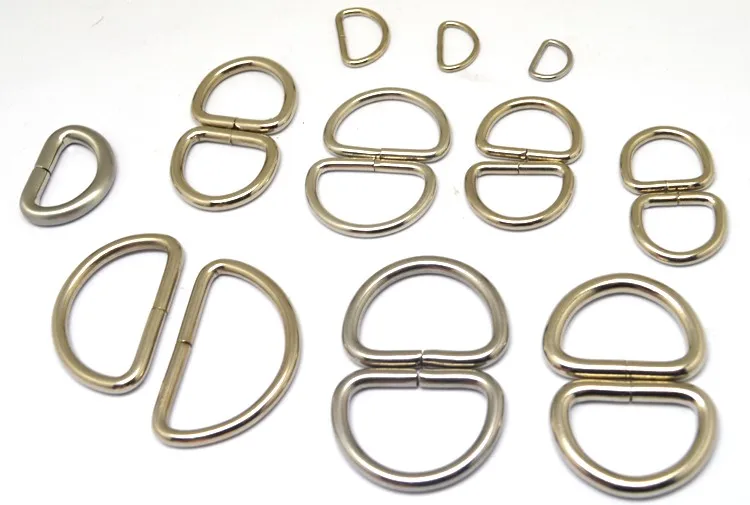 4 x 50mm D-Rings Welded Nickel Plated 5mm Thick For Webbing Bags Straps Etc 