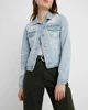 wholesale blue crystal beaded distressed trucker denim jackets