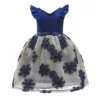 New kids evening gown frock design baby girl blue red flower dresses