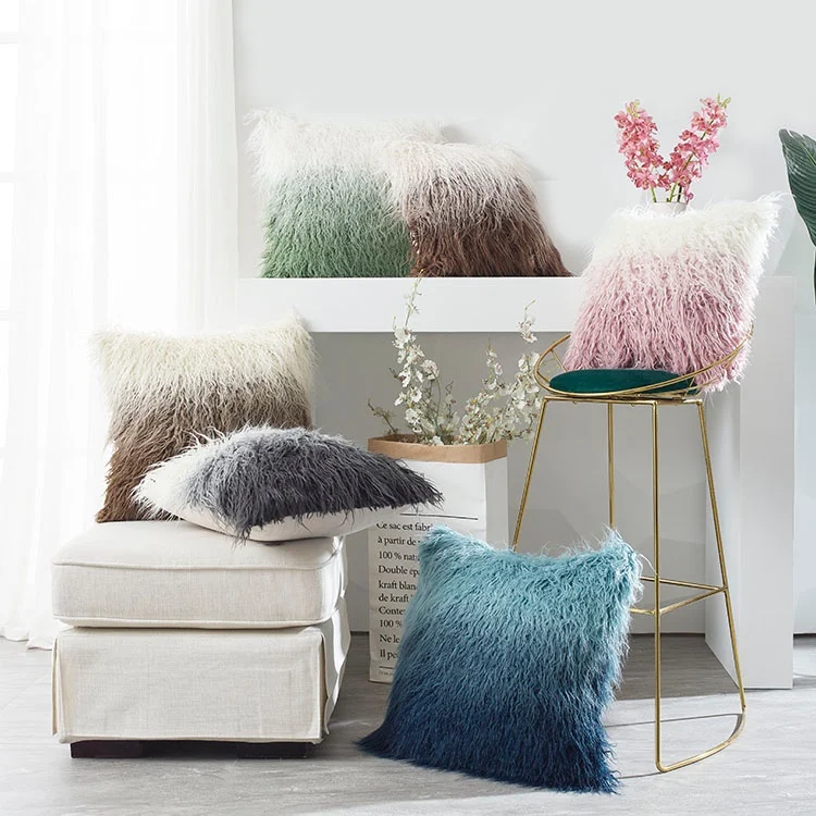 Buti Latest Luxury Decorative Mongolian Fake Rabbit Lamb Cases Cushion