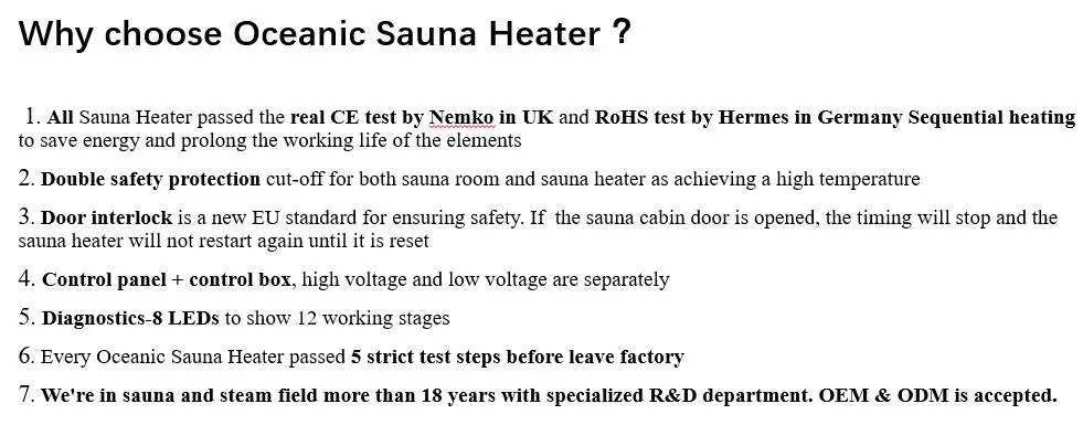 Oceanic factory supply electric sauna heater  or  portable sauna heater for sauna room