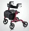 Tool free assembling aluminum rollator 4 wheels rollator compact folding walker with seat HCT-9123