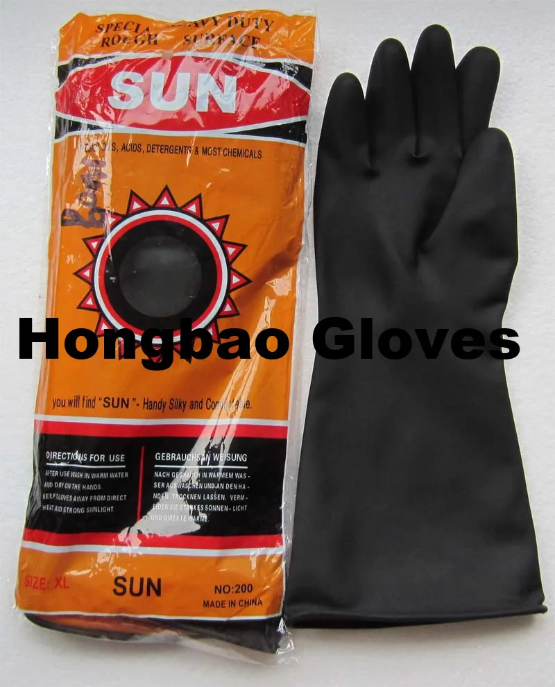 and oil 14inch black industrial latex glove - buy 重型乳胶手套耐