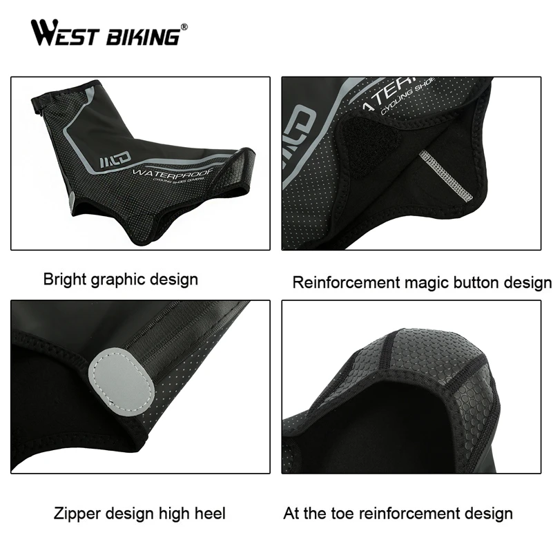 West Biking Cycling Shoes Cover Full Waterproof Zipper Winter Thermal