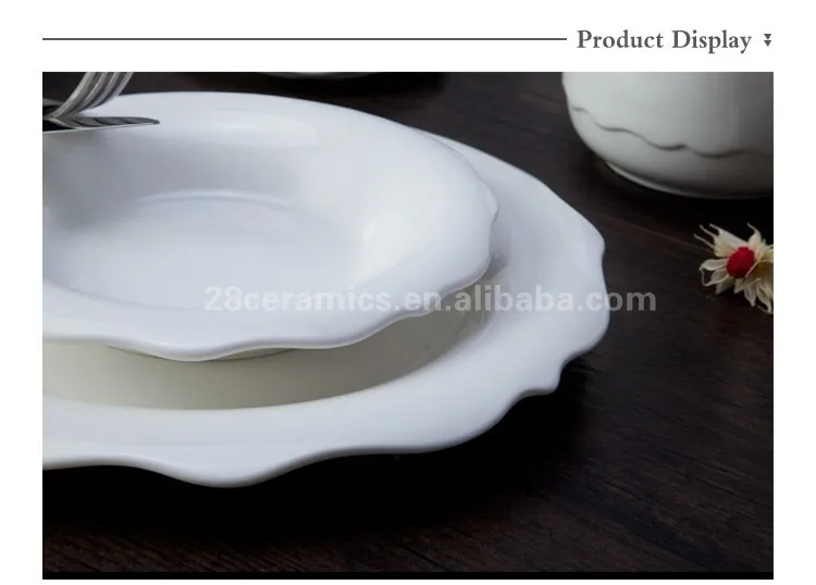 Wholesale White Porcelain 2019 Hotel & Restaurant Crockery Tableware, Dinnerwareplates, Ceramic Breakfast Dinnerware Set<